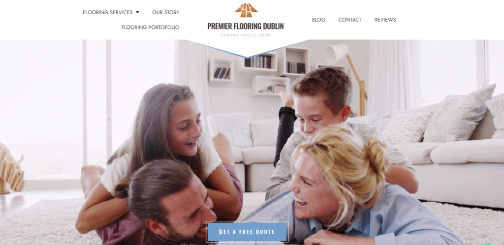 a group of people lying on the floor in a responsive slider on a website